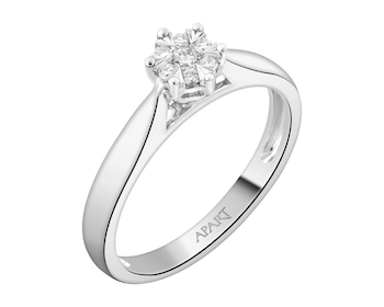 14ct White Gold Ring with Diamonds - 0,10 ct - fineness 18 K