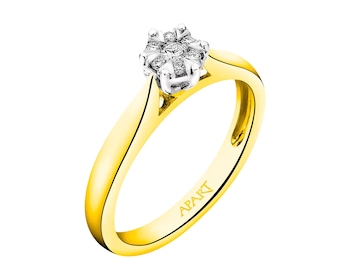 14ct Yellow Gold Ring with Diamonds 0,10 ct - fineness 18 K