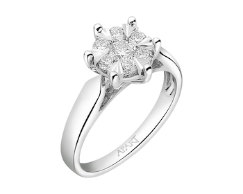 750 Rhodium-Plated White Gold Ring with Diamonds 0,50 ct - fineness 18 K