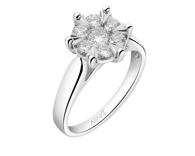 750 Rhodium-Plated White Gold Ring with Diamonds 0,84 ct - fineness 18 K