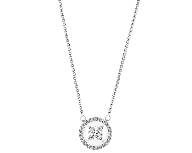 14ct White Gold Necklace with Diamonds - 0,15 ct - fineness 18 K