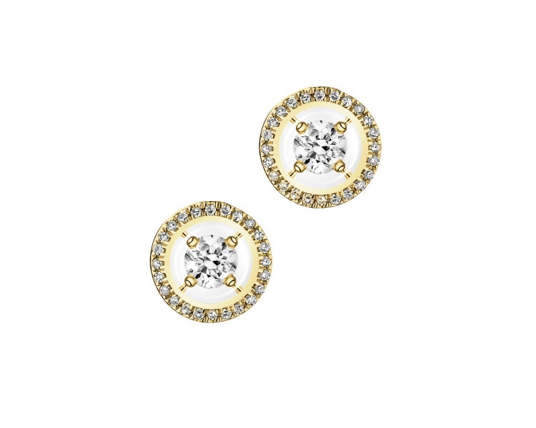 Kolczyki z żółtego złota z diamentami - koła - 0,33 ct - próba 750