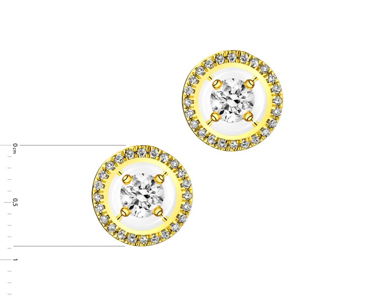 14ct Yellow Gold Earrings with Diamonds 0,33 ct - fineness 18 K