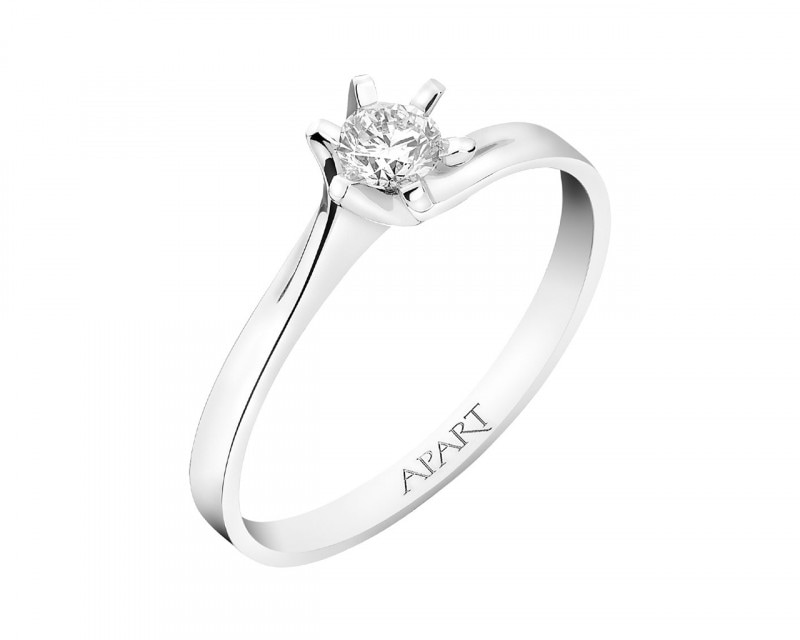 14ct White Gold Ring with Diamond 0,19 ct - fineness 18 K