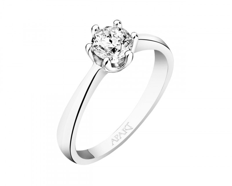 14ct White Gold Ring with Diamond 0,50 ct - fineness 18 K