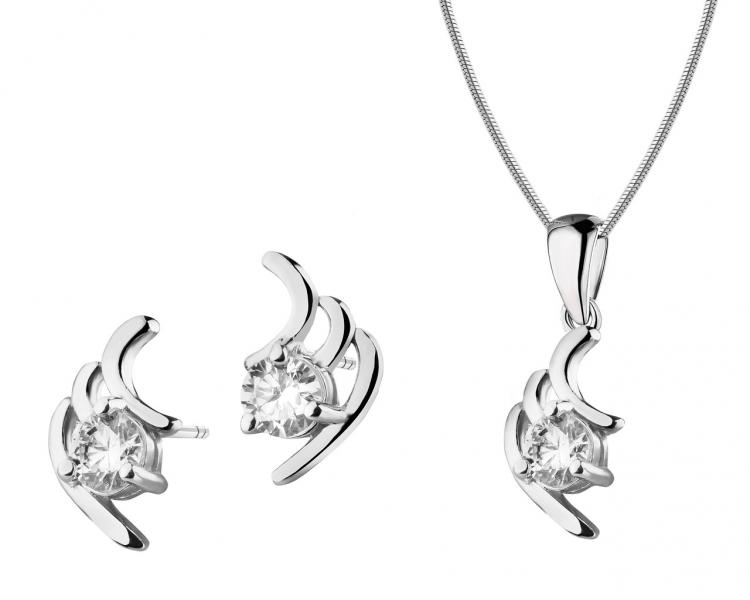 Silver earrings, pendant and chain - set