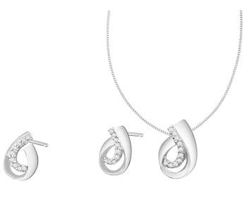 Rhodium Plated Silver Set with Cubic Zirconia