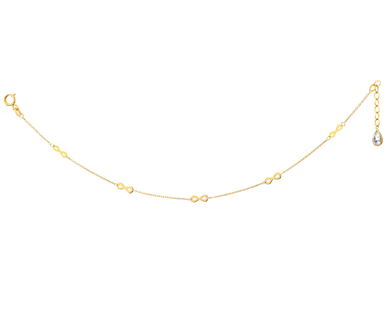 Złota bransoletka z cyrkonią, ankier - nieskończoność