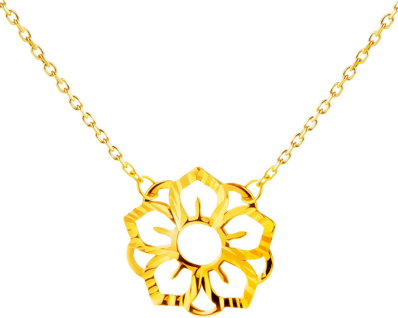 Złoty naszyjnik, ankier - kwiat