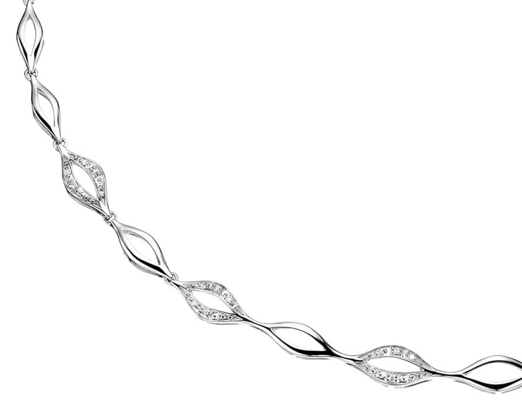 750 Rhodium-Plated White Gold Necklace with Diamonds 0,10 ct - fineness 18 K