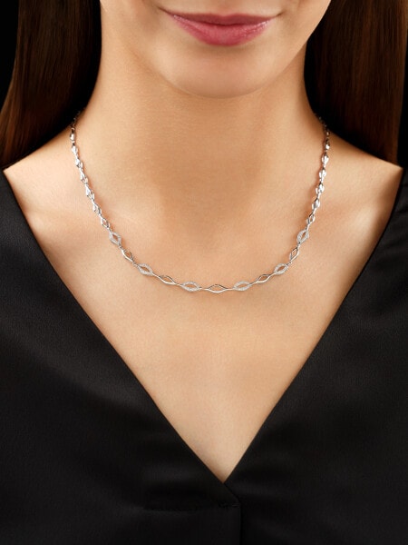 750 Rhodium-Plated White Gold Necklace with Diamonds - 0,10 ct - fineness 18 K