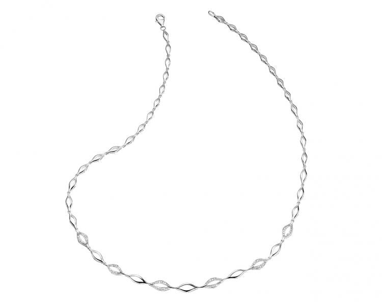 750 Rhodium-Plated White Gold Necklace with Diamonds 0,10 ct - fineness 18 K