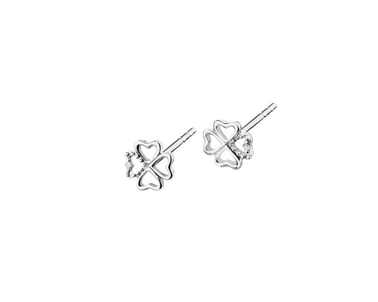 750 Rhodium-Plated White Gold Earrings with Diamonds 0,005 ct - fineness 18 K