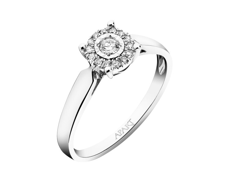750 Rhodium-Plated White Gold Ring with Diamonds - 0,11 ct - fineness 18 K