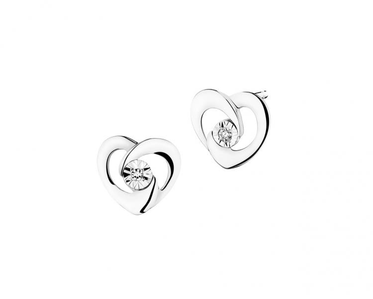 750 Rhodium-Plated White Gold Earrings with Diamonds 0,006 ct - fineness 14 K