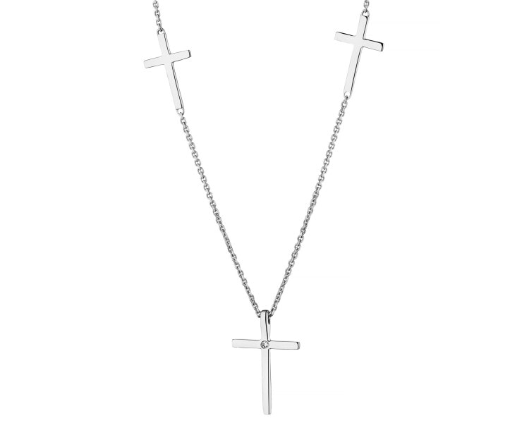 750 Rhodium-Plated White Gold Necklace with Diamond - 0,003 ct - fineness 18 K