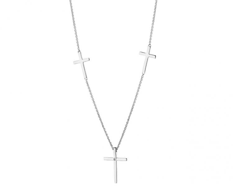 750 Rhodium-Plated White Gold Necklace with Diamond 0,003 ct - fineness 18 K