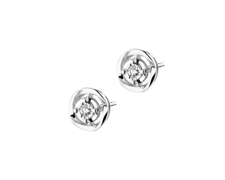 750 Rhodium-Plated White Gold Earrings with Diamonds 0,05 ct - fineness 18 K