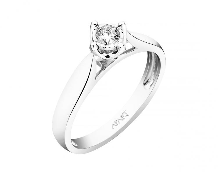 750 Rhodium-Plated White Gold Ring with Diamond 0,08 ct - fineness 18 K