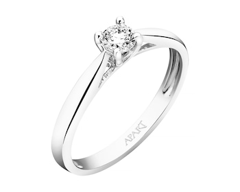 750 Rhodium-Plated White Gold Ring with Diamond 0,15 ct - fineness 18 K