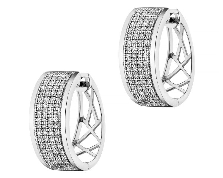 585 Rhodium-Plated White Gold Earrings with Diamonds - 0,33 ct - fineness 18 K