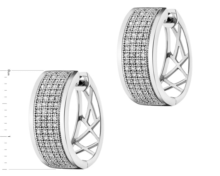 585 Rhodium-Plated White Gold Earrings with Diamonds - 0,33 ct - fineness 18 K