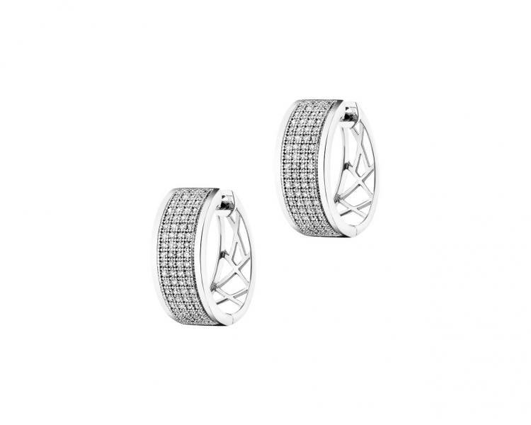 585 Rhodium-Plated White Gold Earrings with Diamonds 0,33 ct - fineness 18 K