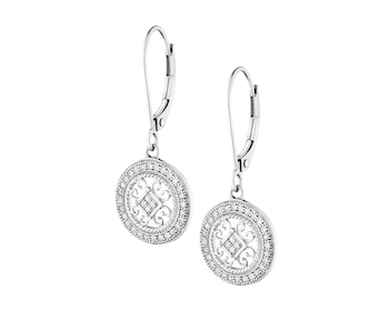 750 Rhodium-Plated White Gold Earrings with Diamonds 0,18 ct - fineness 18 K
