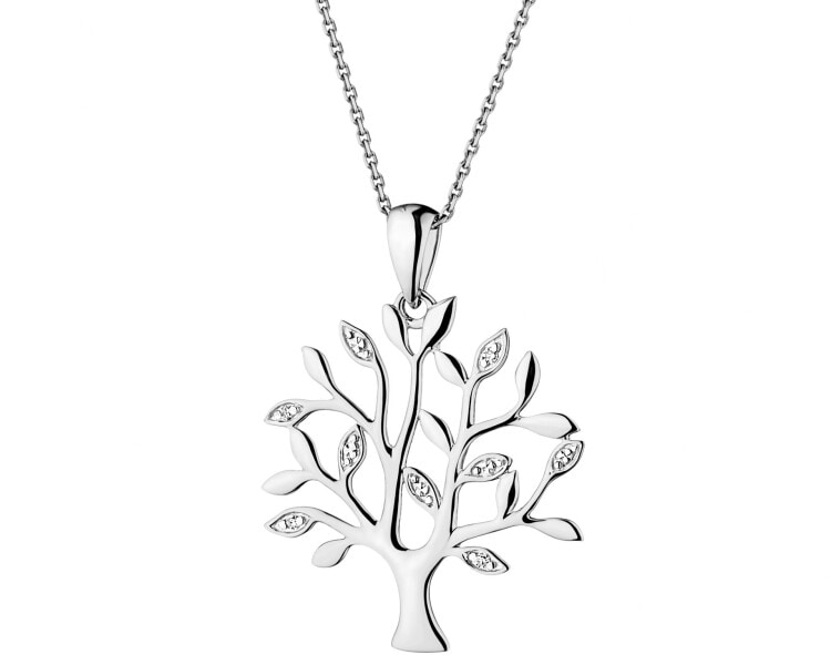 750 Rhodium-Plated White Gold Pendant with Diamonds - 0,01 ct - fineness 18 K