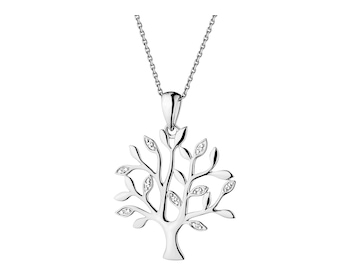 750 Rhodium-Plated White Gold Pendant with Diamonds - 0,01 ct - fineness 18 K