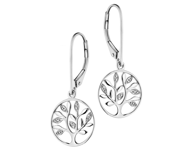 750 Rhodium-Plated White Gold Earrings with Diamonds - 0,01 ct - fineness 18 K