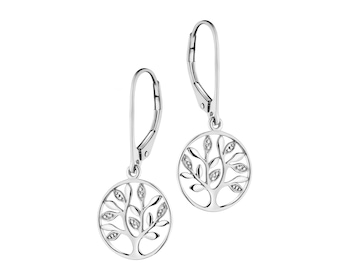 750 Rhodium-Plated White Gold Earrings with Diamonds - 0,01 ct - fineness 18 K