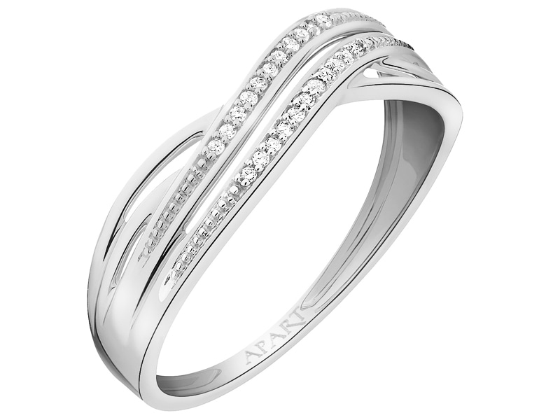 750 Rhodium-Plated White Gold Ring with Diamonds 0,04 ct - fineness 18 K