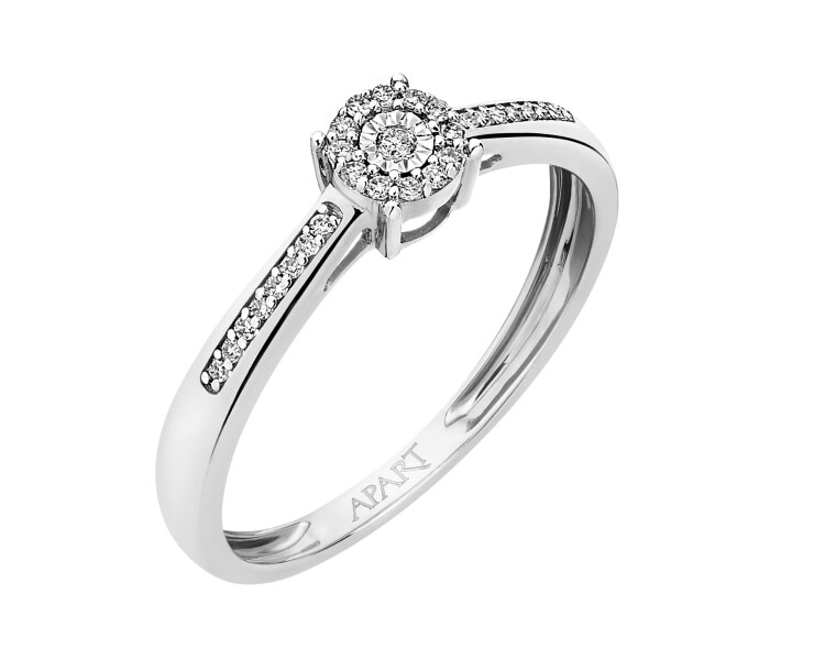 750 Rhodium-Plated White Gold Ring with Diamonds - 0,10 ct - fineness 18 K