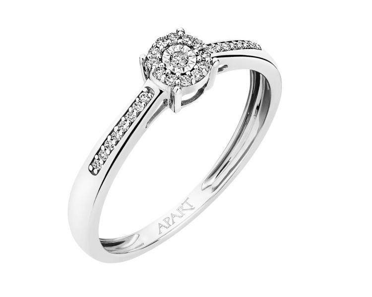 750 Rhodium-Plated White Gold Ring with Diamonds 0,10 ct - fineness 18 K