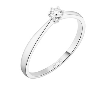 18 K Rhodium-Plated White Gold Ring with Diamond - 0,10 ct - fineness 18 K