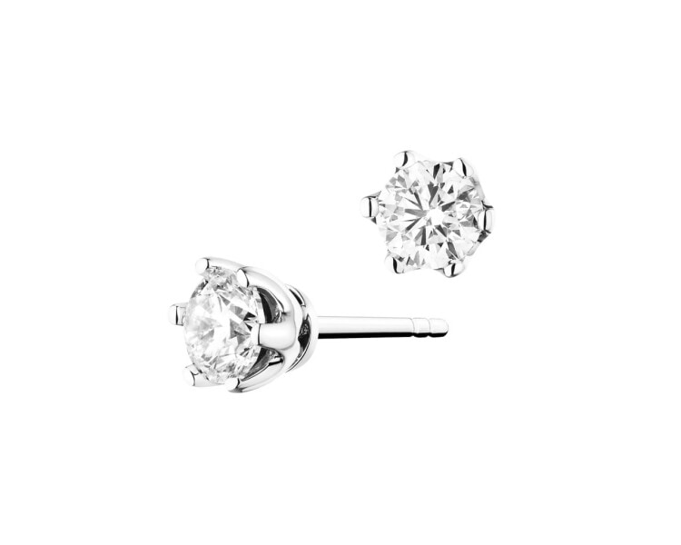 750 Rhodium-Plated White Gold Earrings with Diamonds 0,50 ct - fineness 18 K