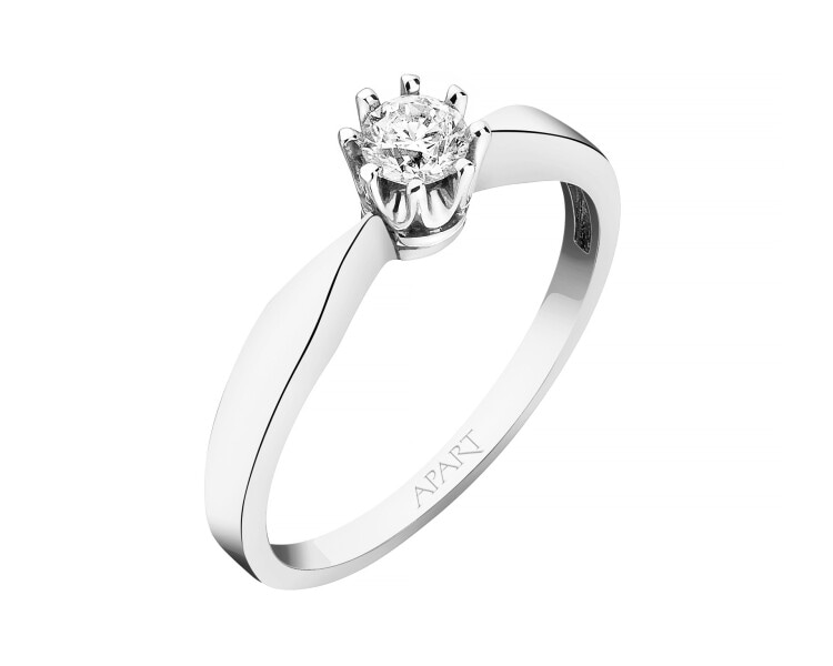 750 Rhodium-Plated White Gold Ring with Diamond - 0,19 ct - fineness 18 K
