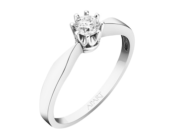 750 Rhodium-Plated White Gold Ring with Diamond - 0,19 ct - fineness 18 K