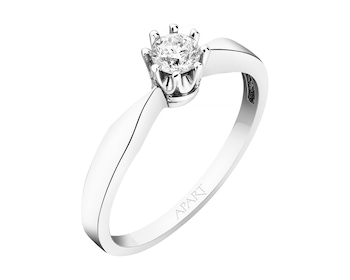 750 Rhodium-Plated White Gold Ring with Diamond 0,19 ct - fineness 18 K