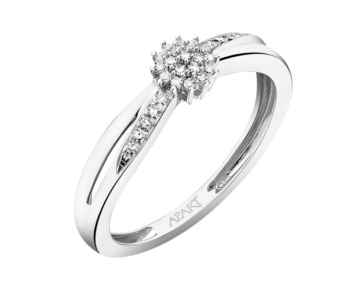 Prsten z bílého zlata s diamanty - 0,06 ct - ryzost 750