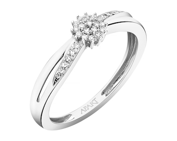 Prsten z bílého zlata s diamanty - 0,06 ct - ryzost 750