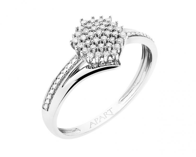 750 Rhodium-Plated White Gold Ring with Diamonds 0,12 ct - fineness 18 K