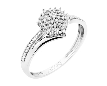 750 Rhodium-Plated White Gold Ring with Diamonds 0,12 ct - fineness 18 K