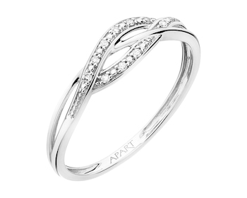 750 Rhodium-Plated White Gold Ring with Diamonds 0,03 ct - fineness 18 K
