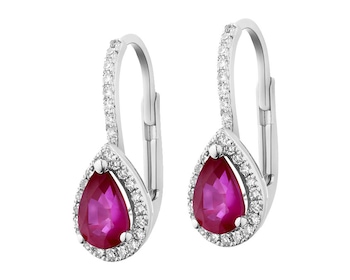 750 Rhodium-Plated White Gold Earrings with Diamonds 0,15 ct - fineness 18 K
