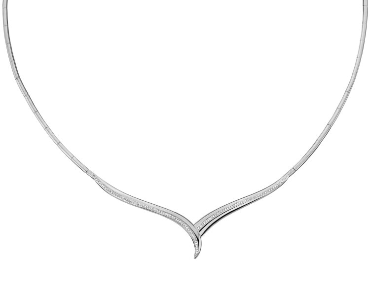 750 Rhodium-Plated White Gold Necklace with Diamonds - 0,32 ct - fineness 18 K