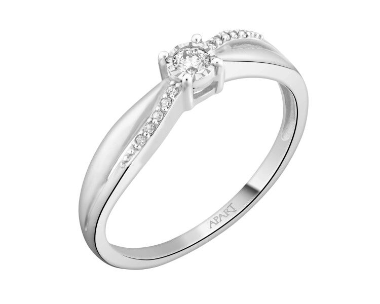 750 Rhodium-Plated White Gold Ring with Diamonds - 0,08 ct - fineness 18 K