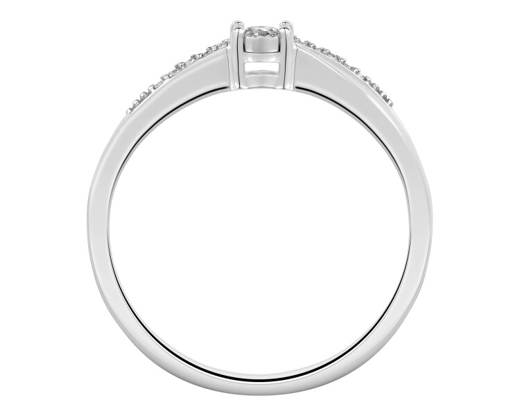 750 Rhodium-Plated White Gold Ring with Diamonds - 0,08 ct - fineness 18 K