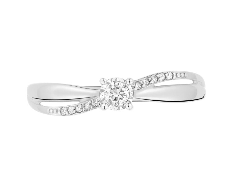 750 Rhodium-Plated White Gold Ring with Diamonds - 0,08 ct - fineness 18 K